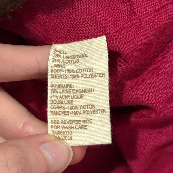 Free People Lambswool Double Breasted Coat Womens Medium Brown Geometric Pink - Picture 9 of 9